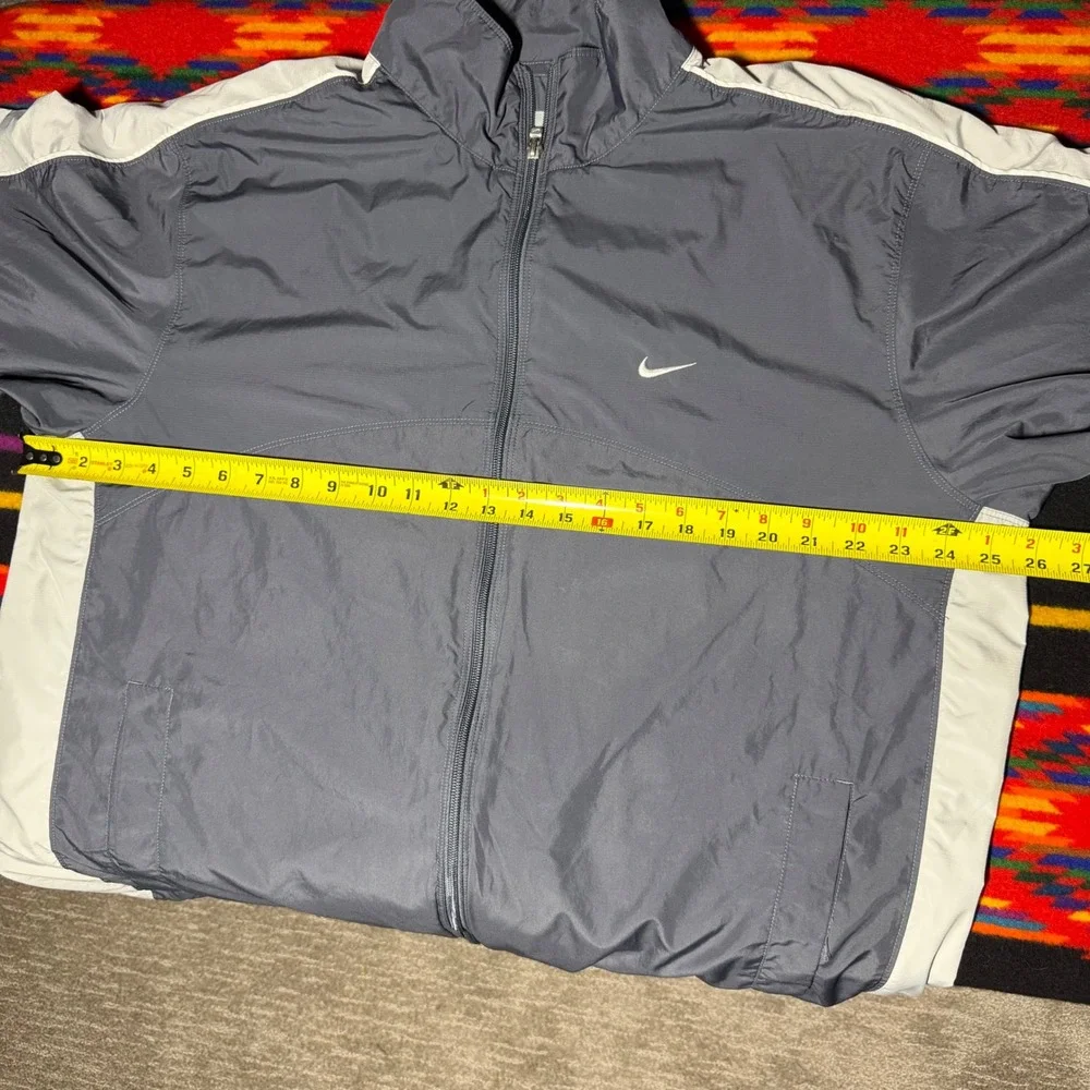 Nike Vintage Y2K Windbreaker Jacket Mens XL Grey White Full Zip Track Swoosh